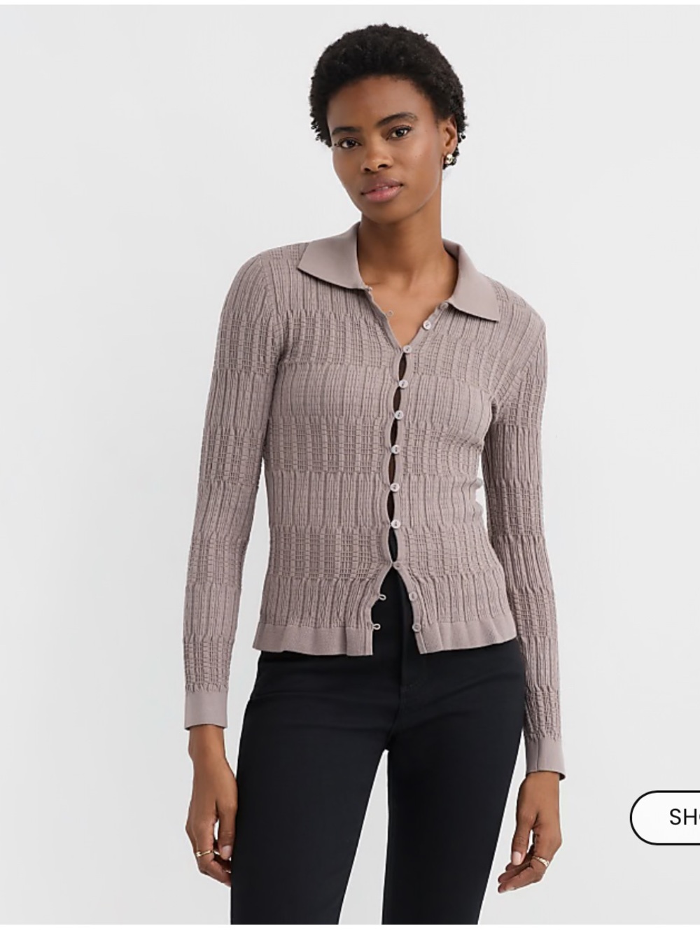 LOFT Smocked Ruffle Cardigan Top